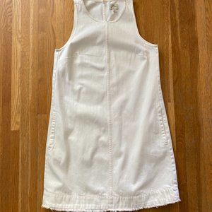 J Crew White Denim Shift Dress With Frayed Hem